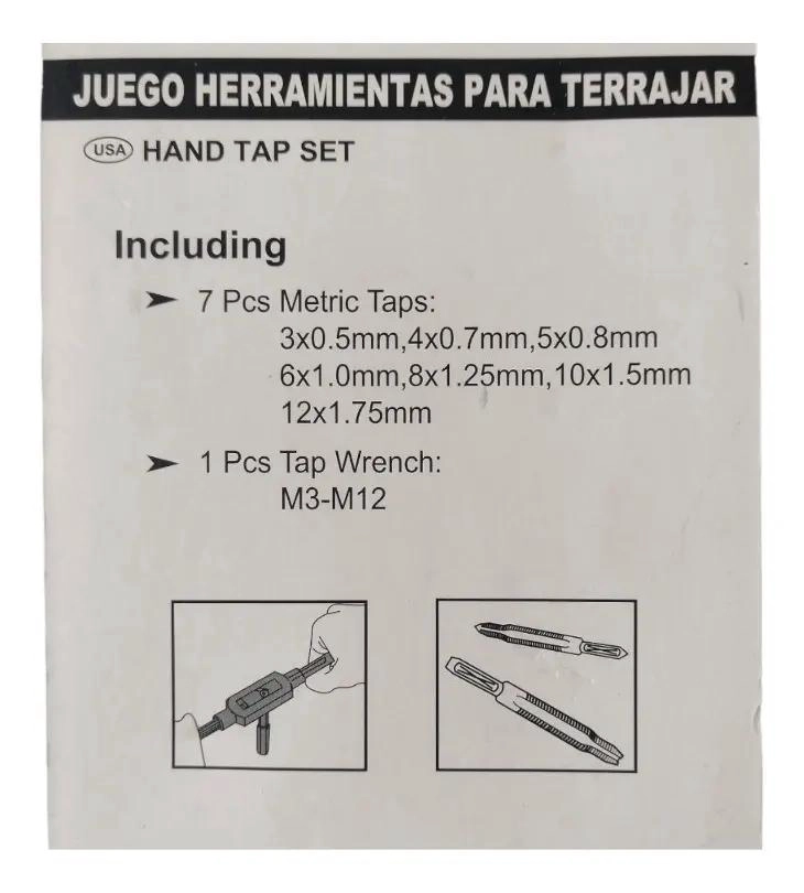SET DE TERRAJAS MACHO DE ACERO ALEACION 8 PIEZAS - 2