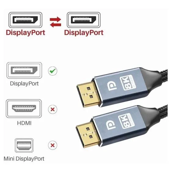 CABLE DISPLAYPORT 1.4 8K 60HZ 2 METROS ALTA VELOCIDAD - 2