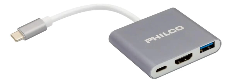 HUB 3 EN 1 TIPO C A HDMI Y USB 3.0 COLOR GRIS - 2