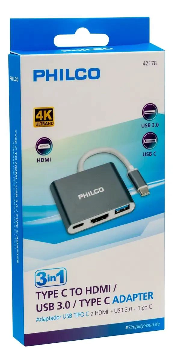 HUB 3 EN 1 TIPO C A HDMI Y USB 3.0 COLOR GRIS - 4