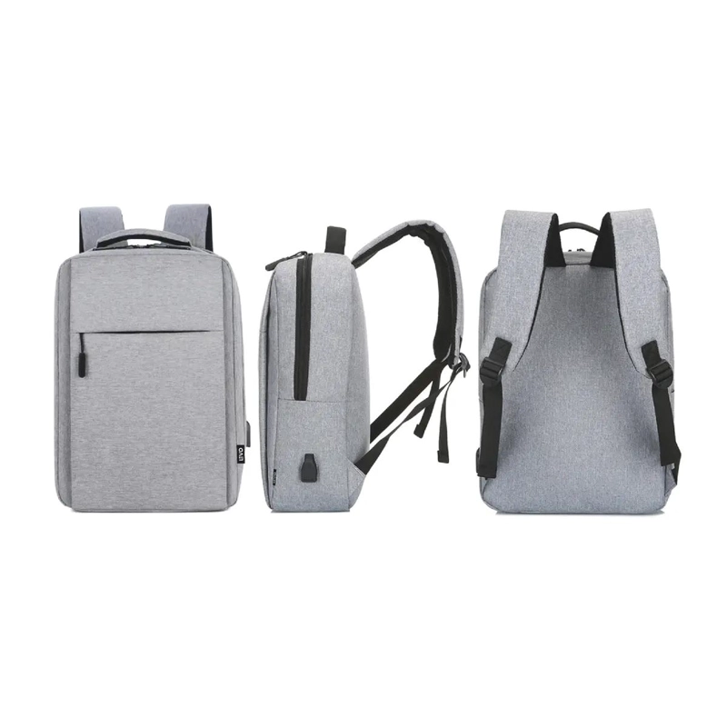 MOCHILA PARA NOTEBOOK 15' CON PUERTO USB GRIS - 5