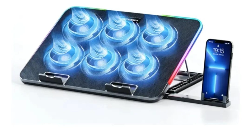 GENÉRICO BASE VENTILADOR PORTATIL PARA NOTEBOOK CON RGB Y 2 USB