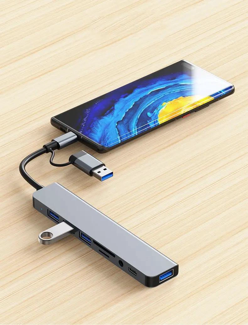 HUB ADAPTADOR USB TIPO C 8 EN 2 PARA MAC Y WINDOWS - 3