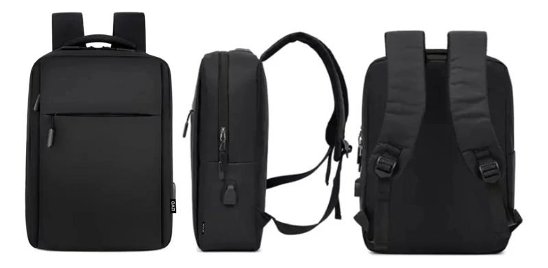 MOCHILA PARA NOTEBOOK 15' CON PUERTO USB NEGRA - 5