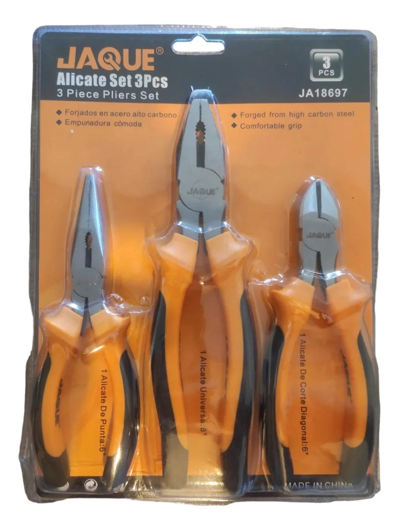 SET DE ALICATES 3 PIEZAS CON MANGO ERGONOMICO - 1