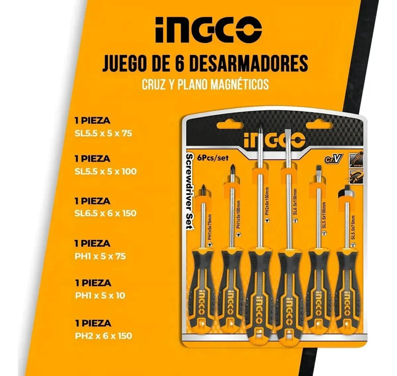 SET DE 6 DESTORNILLADORES ERGONOMICOS - 6