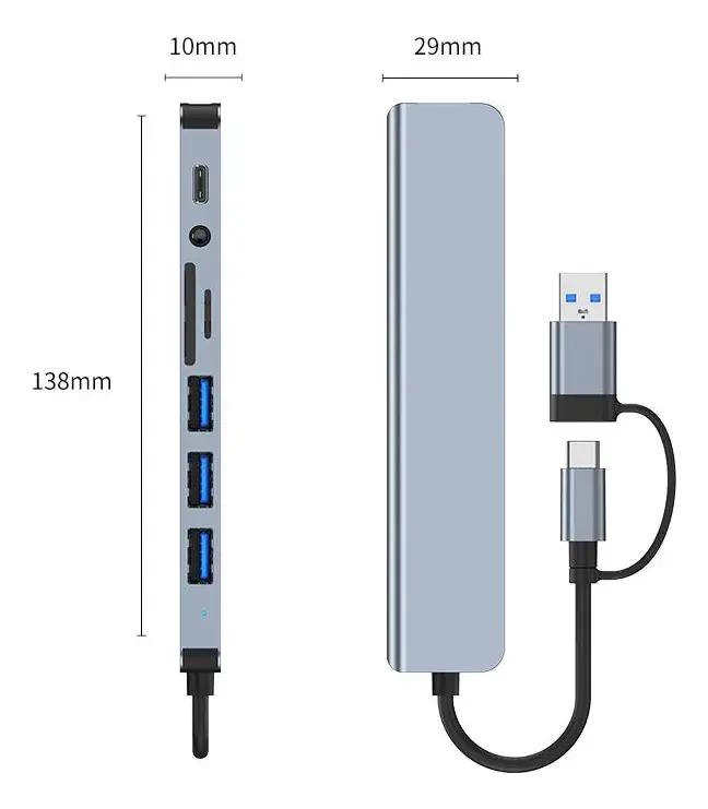 HUB ADAPTADOR USB TIPO C 8 EN 2 PARA MAC Y WINDOWS - 3