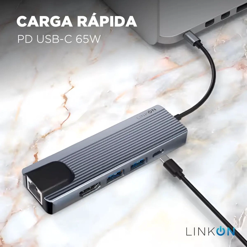 HUB ADAPTADOR USB TIPO C 5 EN 1 CON RJ45 PARA MAC Y PC - 3