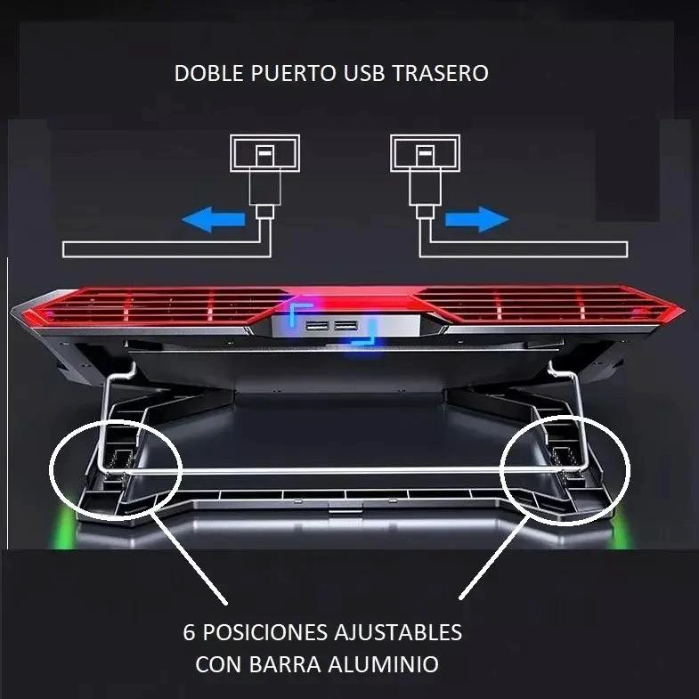 BASE ENFRIADORA PARA NOTEBOOK GAMER CON LED RGB - 2