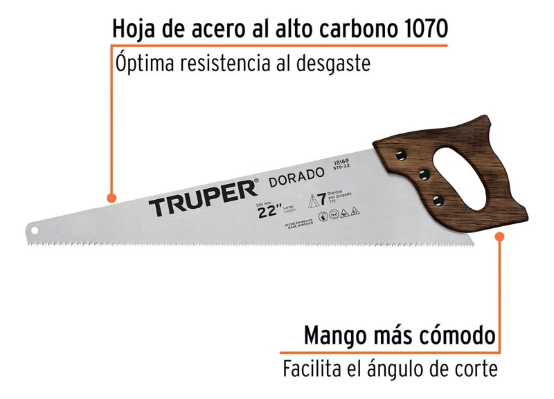 SERRUCHO CARPINTERO 22 PULGADAS 55 CM - 4