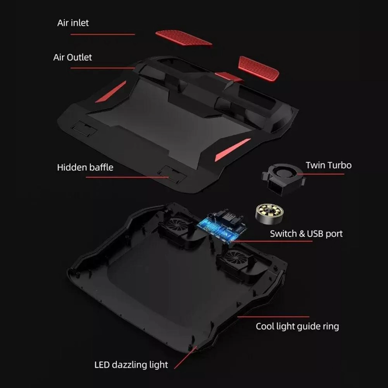BASE VENTILADOR PARA NOTEBOOK GAMER CON LUCES RGB - 3