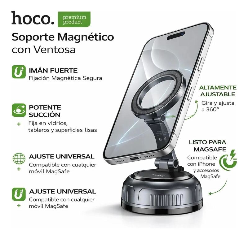 SOPORTE CELULAR MAGNE TICO 360° CON VENTOSA FUERTE PARA CI - 2