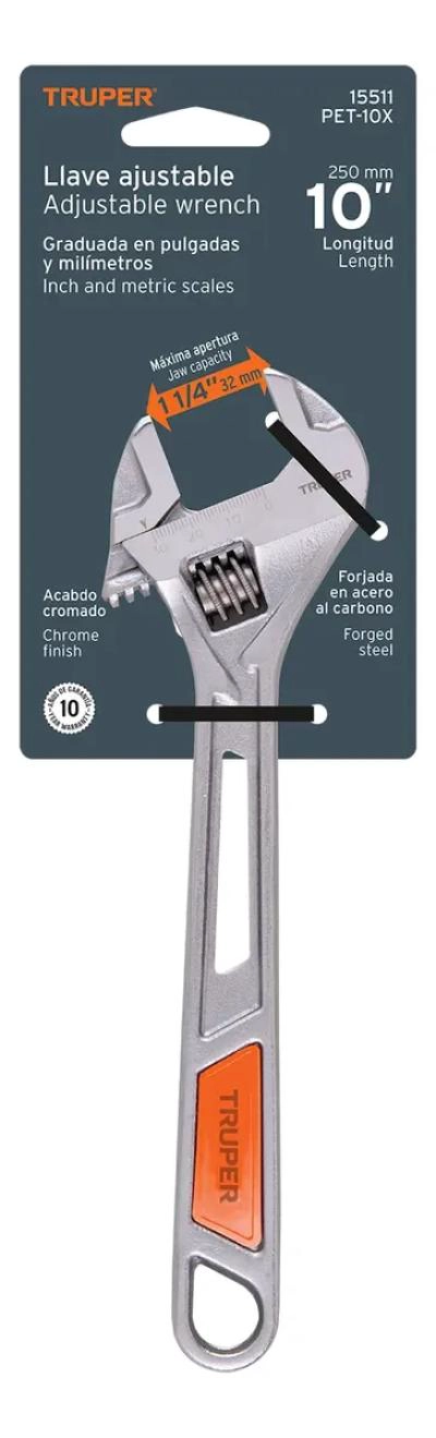 LLAVE FRANCESA CROMADA 10 PULGADAS 32 MM - 4