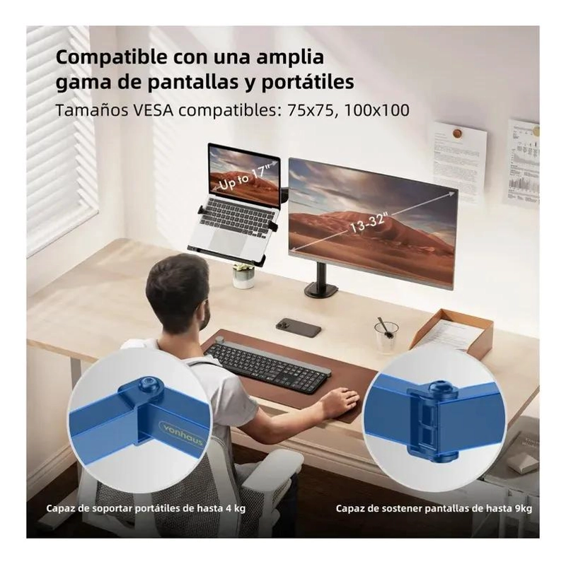 SOPORTE ARTICULADO PARA MONITOR Y NOTEBOOK DE ESCRITORIO - 3