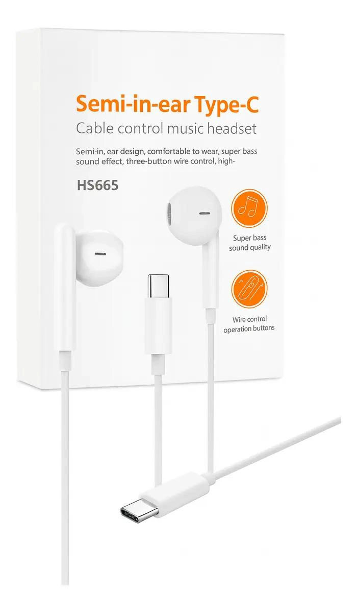 AUDIFONOS ALAMBRICOS CON CONECTOR TIPO C BLANCOS - 2