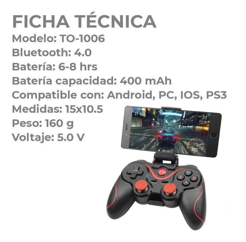 CONTROL JOYSTICK BLUETOOTH PARA CELULAR ANDROID, IOS Y PC - 3