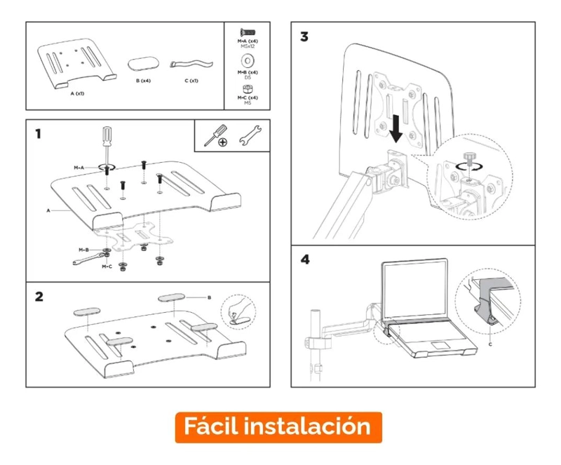 BANDEJA DE ACERO PARA NOTEBOOK Y SOPORTE DE MONITOR - 5