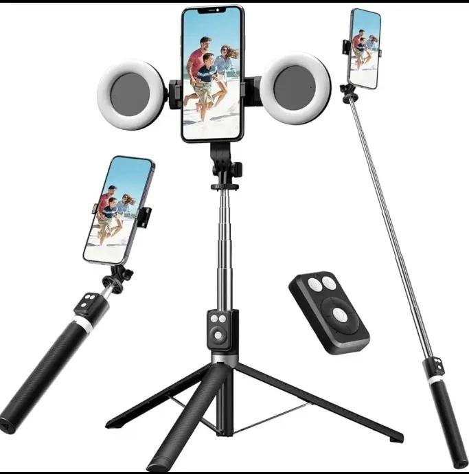 GENÉRICO TRIPODE SELFIE STICK CON DOBLE LUZ LED Y CONTROL REMOTO