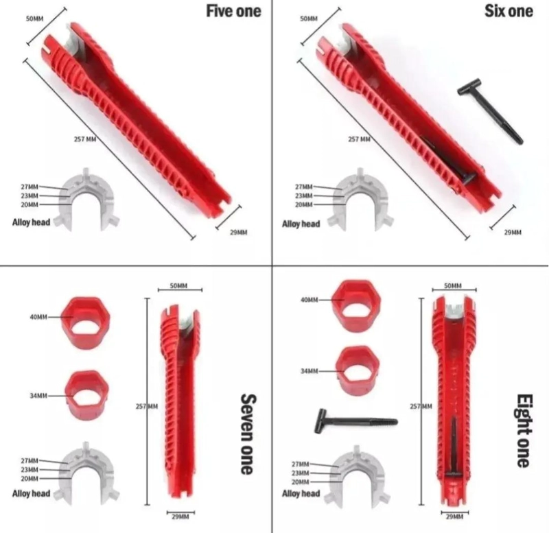 LLAVE MULTIFUNCIONAL 8 EN 1 PARA PLOMERIA - 7