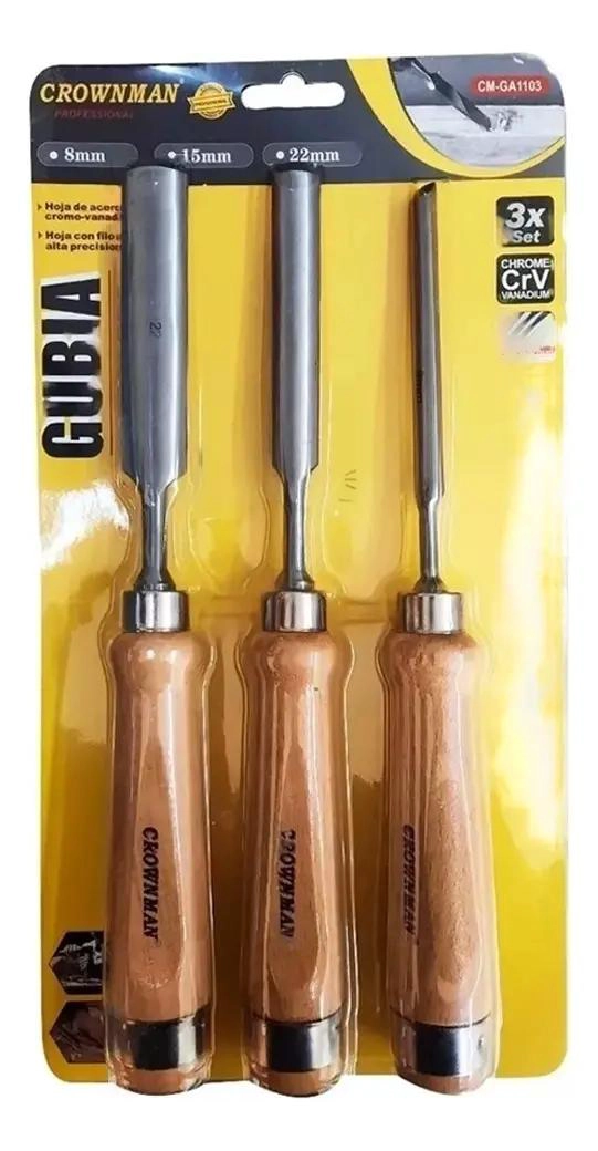 SET DE 3 GUBIAS PARA TALLA EN MADERA - 1