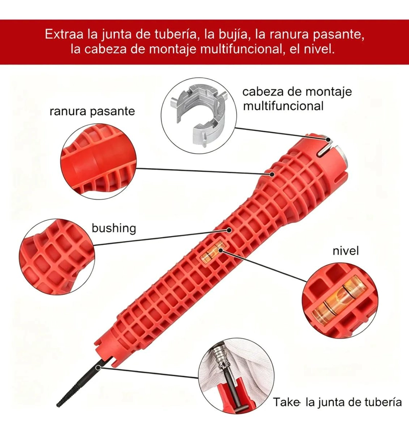 LLAVE DE GRIFO 8 EN 1 CON MANGO ANTIDESLIZANTE - 2