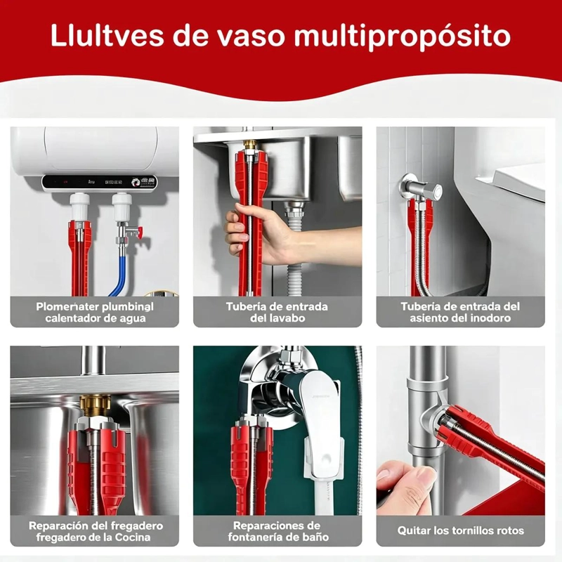 LLAVE DE GRIFO 8 EN 1 CON MANGO ANTIDESLIZANTE - 4