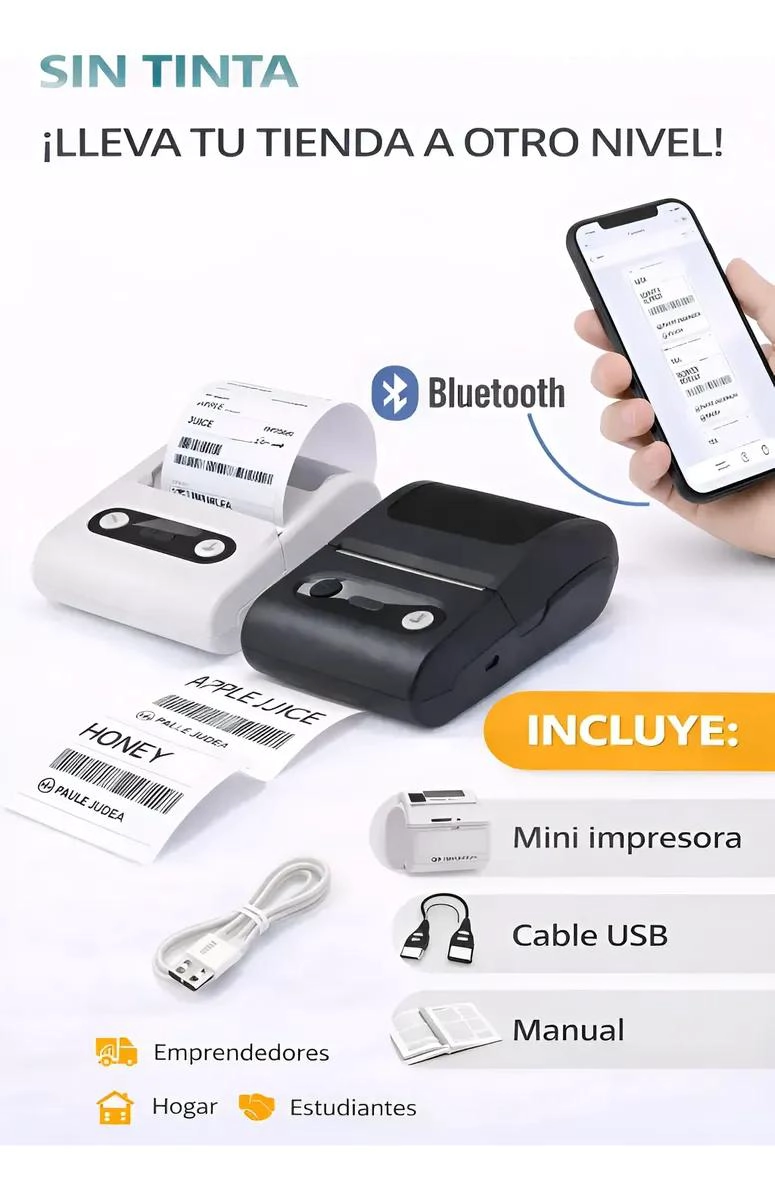 GENÉRICO MINI IMPRESORA PORTATIL TE RMICA BLUETOOTH SIN TINTA