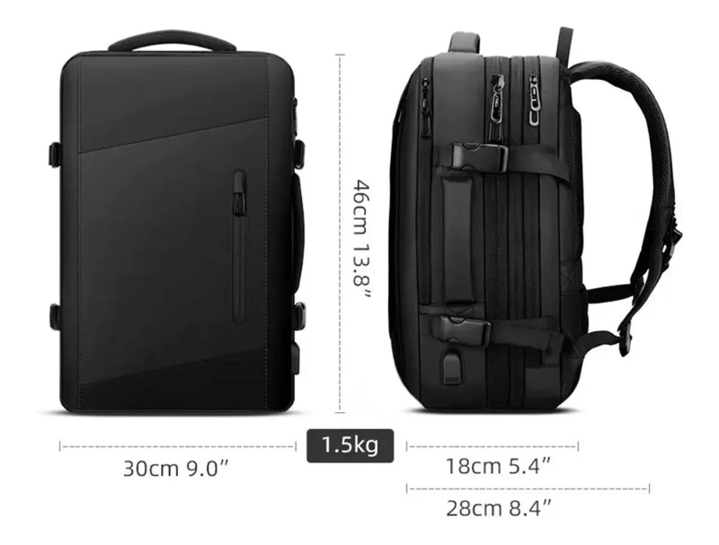 MOCHILA MALETA IMPERMEABLE ANTIRROBO 35L CON USB - 2