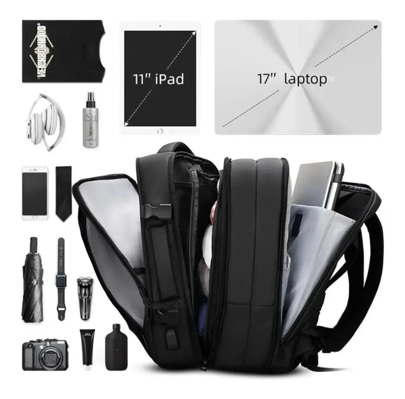 MOCHILA MALETA IMPERMEABLE ANTIRROBO 35L CON USB - 3
