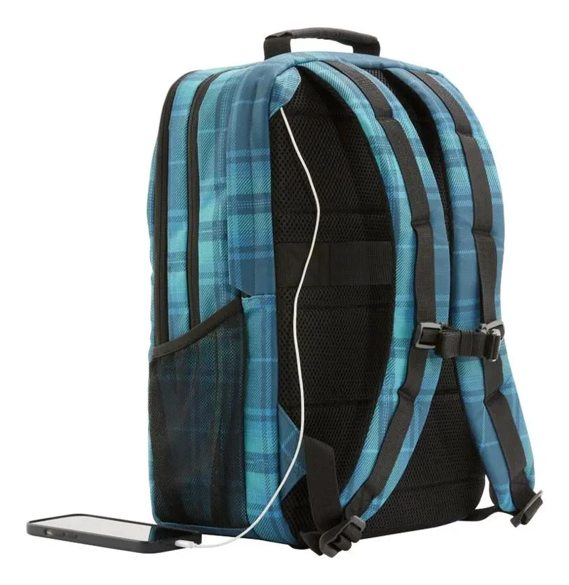 MOCHILA CAMPUS XL A CUADROS AZUL - 3