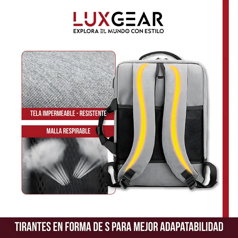 MOCHILA URBANA IMPERMEABLE PARA NOTEBOOK CON USB - 5