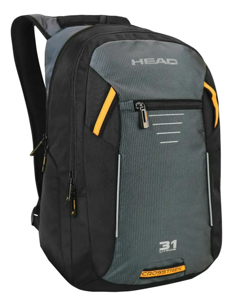 MOCHILA PORTA LAPTOP NEGRA Y GRIS CON MULTIPLES COMPARTOS - 1