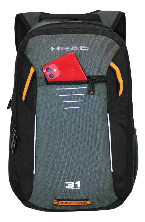 MOCHILA PORTA LAPTOP NEGRA Y GRIS CON MULTIPLES COMPARTOS - 3