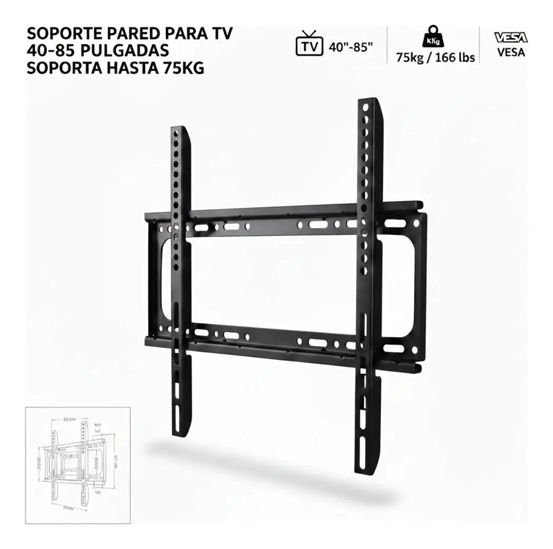 SOPORTE DE PARED PARA TV 40 A 85 PULGADAS REFORZADO - 2