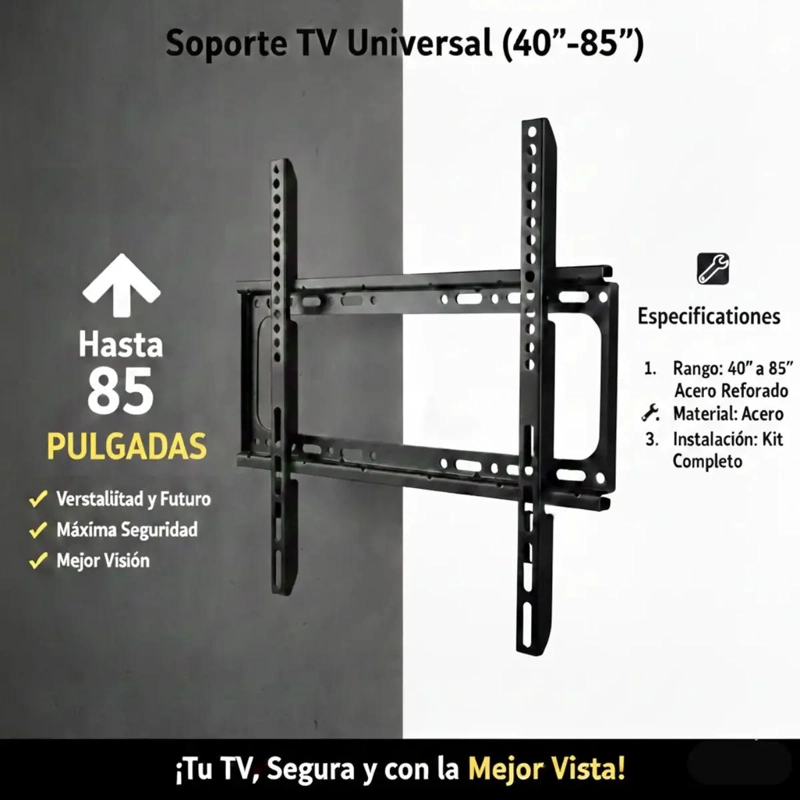 SOPORTE DE PARED PARA TV 40 A 85 PULGADAS REFORZADO - 4