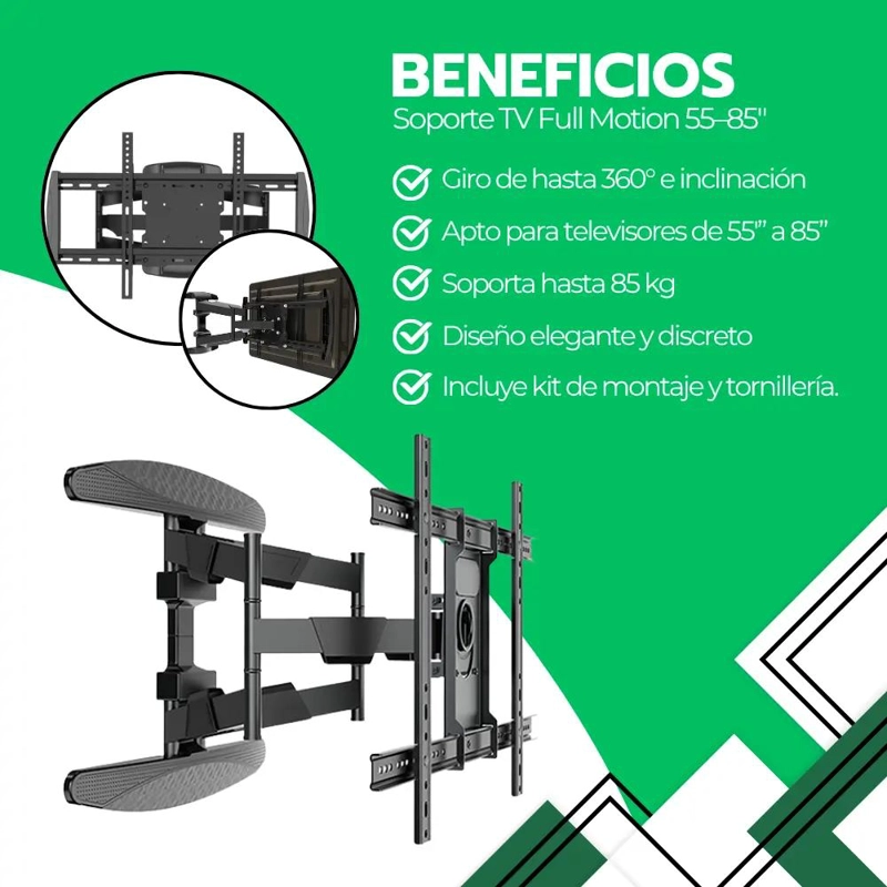 SOPORTE PARA TV 55-85 PULGADAS ACERO REFORZADO 360° - 4
