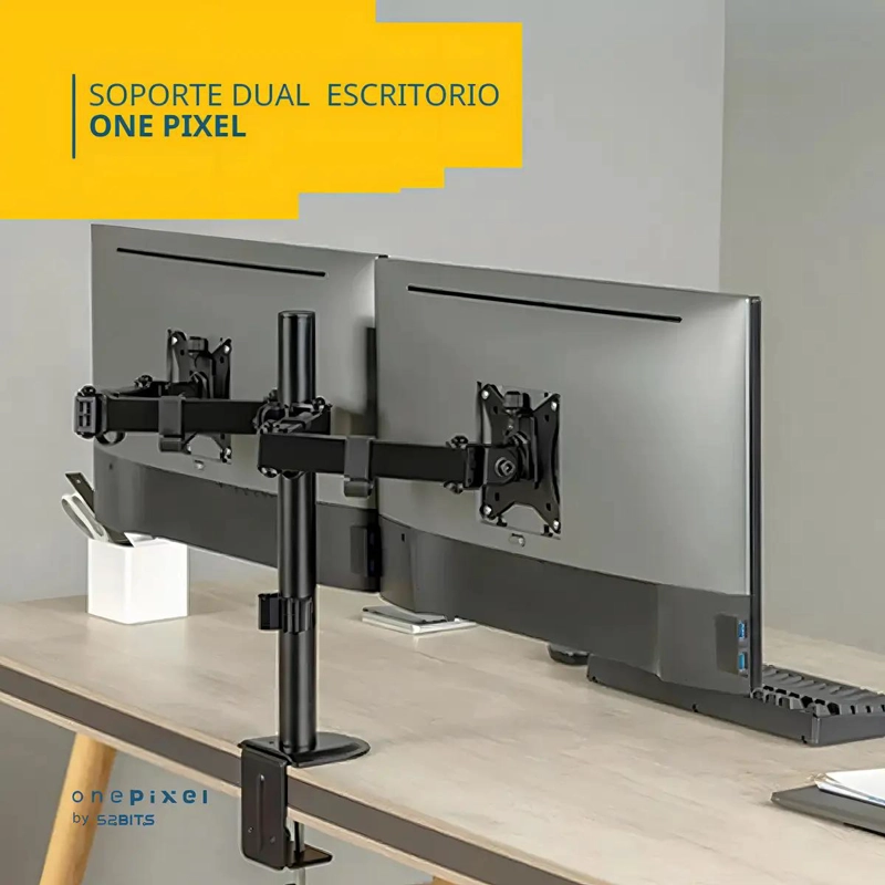 BRAZO DOBLE PARA 2 MONITORES 17-32 PULGADAS NEGRO VESA - 3
