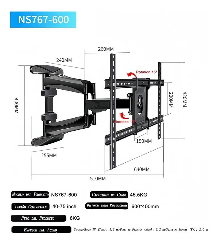 SOPORTE ARTICULADO INCLINABLE PARA PANTALLAS 50-75' - 4