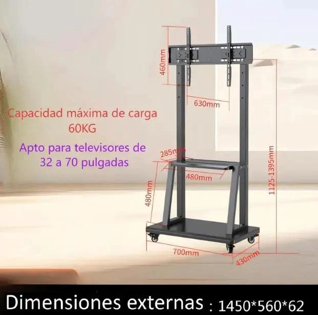 SOPORTE MOVIL PARA TV DE 32 A 70 PULGADAS CON RUEDAS - 2