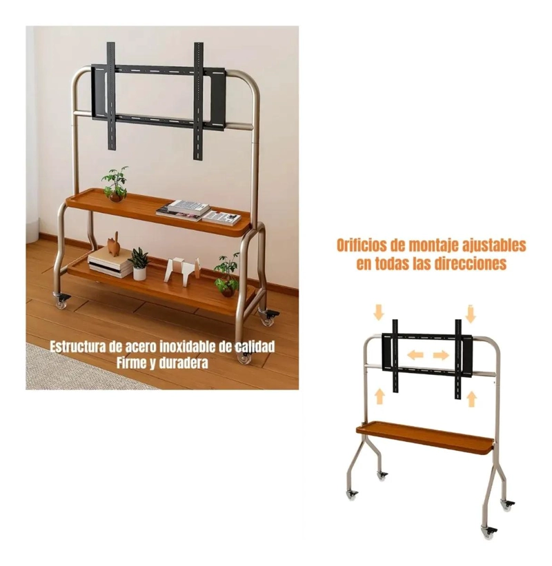 SOPORTE TV PEDESTAL 40-75' CON RUEDAS Y DOBLE ALMACENAJE - 3