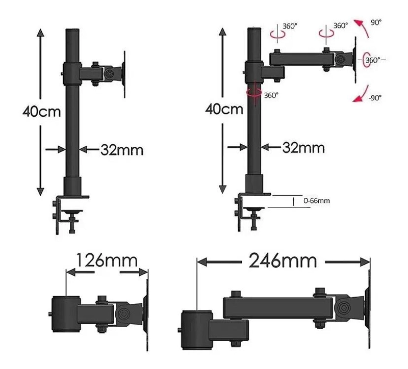 SOPORTE ARTICULADO PARA MONITOR Y TV DE 12 A 27 PULGADAS - 3