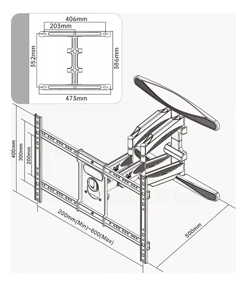 BRAZO ARTICULADO UNIVERSAL PARA TV 55 A 85 PULGADAS - 2