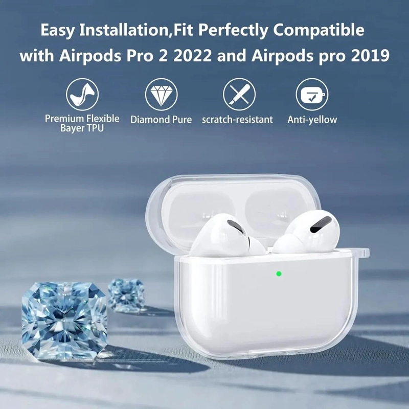 FUNDA TRANSPARENTE ANTIGOLPES PARA AIRPODS PRO 2 CON GAN - 3