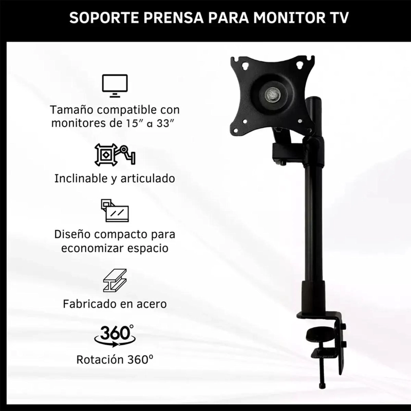SOPORTE ARTICULADO PARA MONITOR 15 A 33 PULGADAS NEGRO - 4