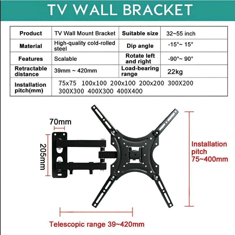 SOPORTE GIRATORIO PLEGABLE PARA TV 32 A 55 PULGADAS - 2
