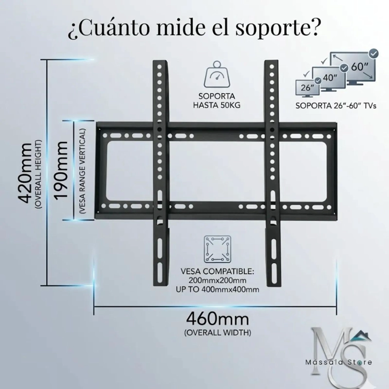 SOPORTE FIJO UNIVERSAL PARA TV DE 26 A 60 PULGADAS - 4