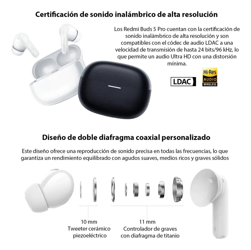 AUDIFONOS INALAMBRICOS BLUETOOTH REDMI BUDS 5 PRO NEGROS - 4