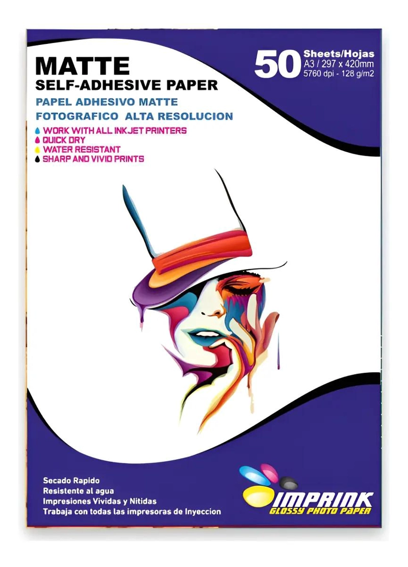 PAPEL ADHESIVO FOTOGRAFICO OPACO A3 135G 50 HOJAS - 1