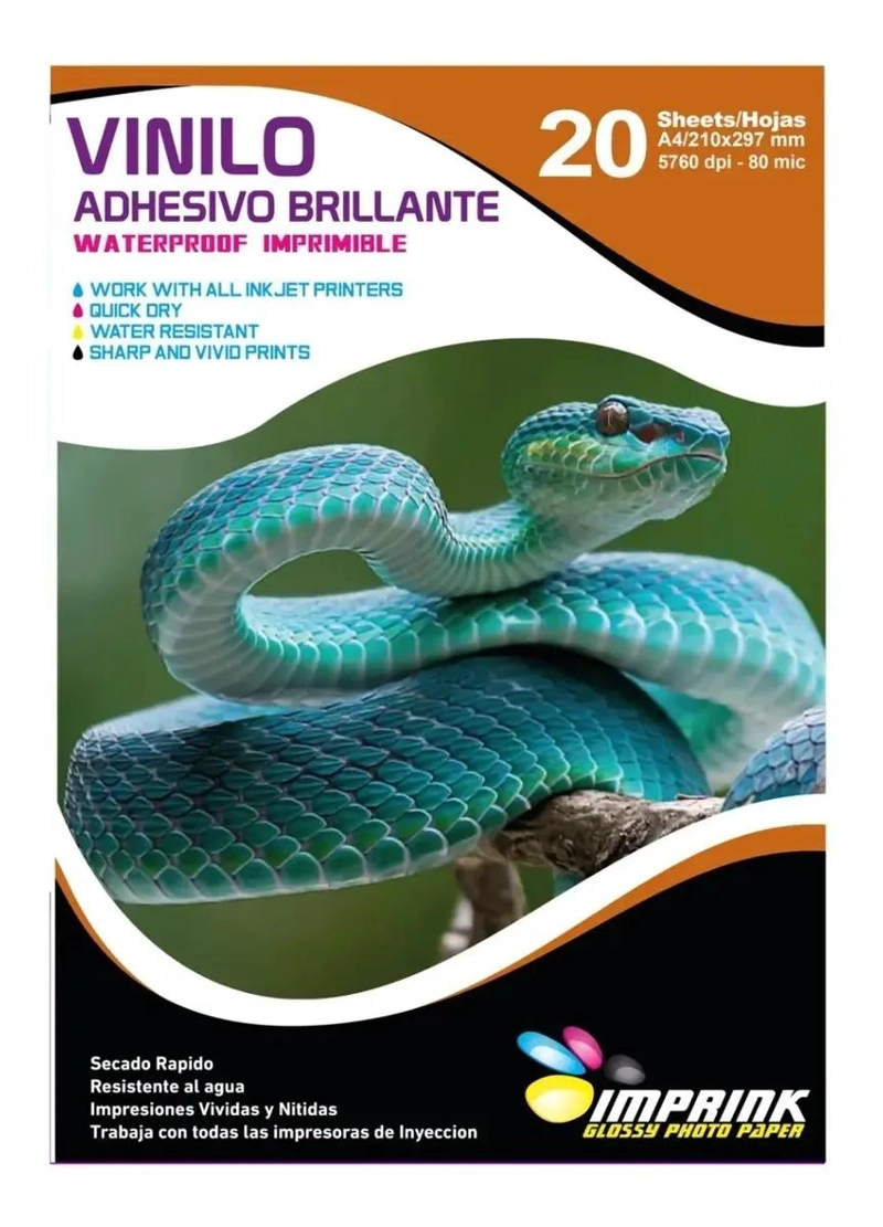 PACK 200 HOJAS VINILO ADHESIVO BLANCO GLOSSY A4 - 1