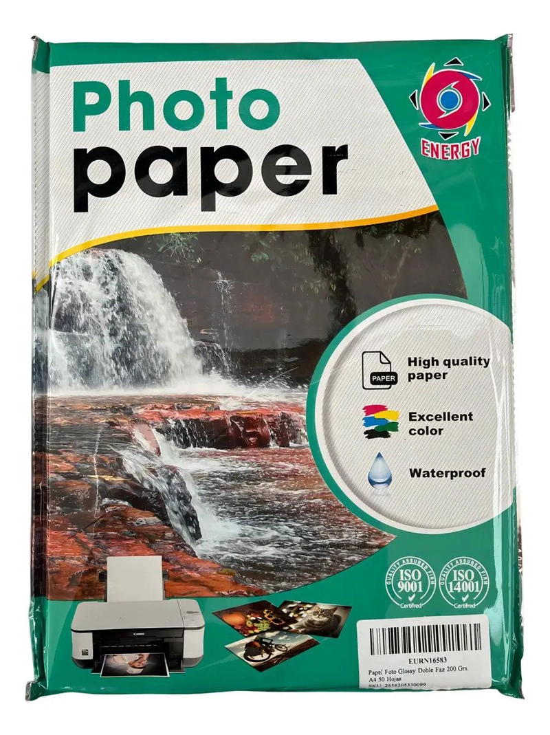 PAPEL FOTOGRAFICO GLOSSY A4 200G DOBLE FAZ 100 HOJAS - 1